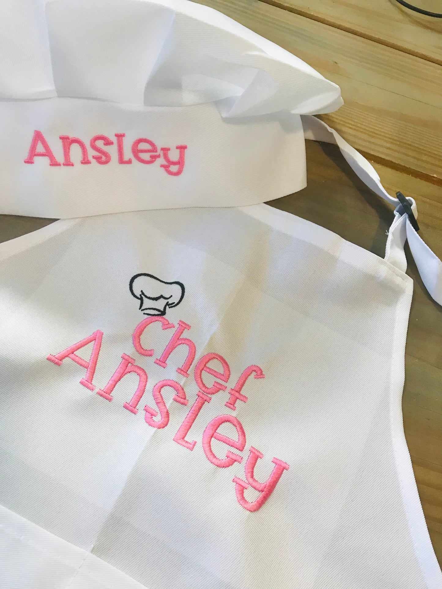 Kids Personalized Apron and Chef's Hat Set, Baking Birthday Apron Set