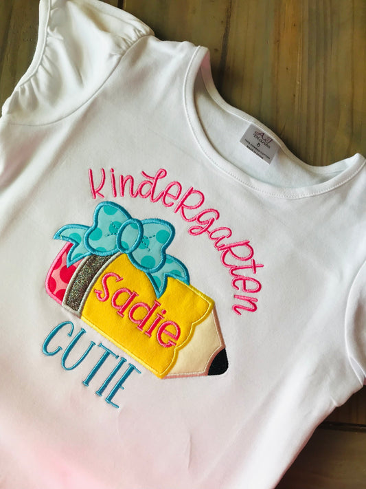 Personalized Back To School Shirt Kindergarten Cutie